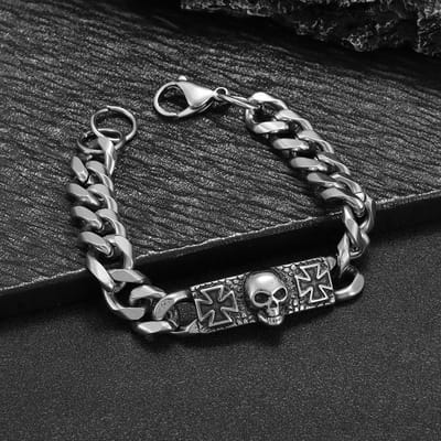 Titanium Stalen Armband Europese en Amerikaanse Mannen Roestvrij Staal Schedel Armband gray