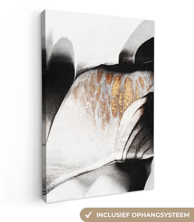 Canvas schilderij 20x30 cm - Wanddecoratie Goud - Abstract - Design - Muurdecoratie woonkamer - Slaapkamer decoratie - Kamer accessoires - Schilderijen op canvas