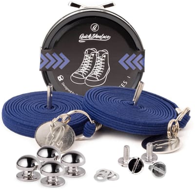 Quick shoelaces - Met één hand veters strikken - Casual Marine - Schoenveter met fixatie rond - Marine Blauw