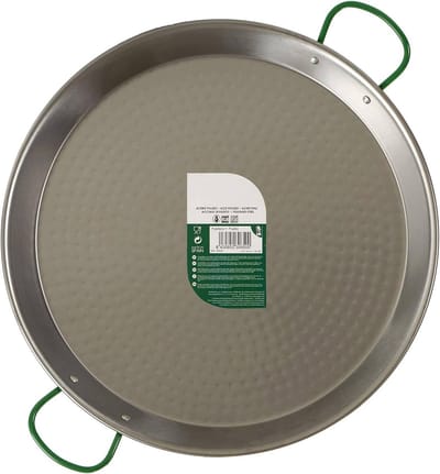 Grote Paella Pan 42 cm voor 10 Personen, Gepolijst Staal