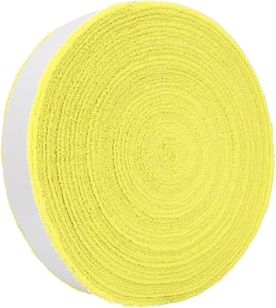Allecto Plus - Badminton Tennisracket Grip Set 10 meter - Antislip Katoenen Handdoekhandvat - Grote Reel - Handdoekrol Overgrip Zweetband - Geel Kleur