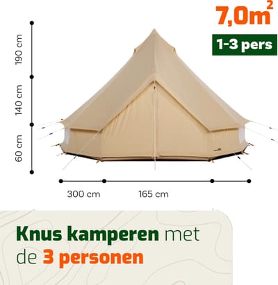 CanvasCamp Sibley 300 Polycotton Bell Tent – Compacte Katoenen Tipi voor 1 tot 3 Personen – Waterdicht & Ademend