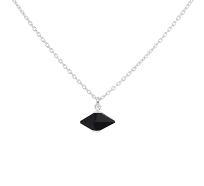 ARLIZI 2355 Ketting zwart Swarovski kristal spike hanger - sterling zilver - 44 cm
