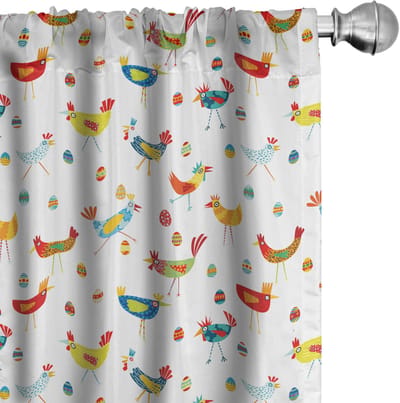 ABAKUHAUS – 2-delige gordijnen 75x175 cm – microvezel verduistering geel-groen-hemelsblauw