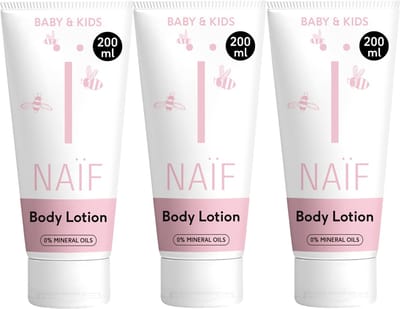 Naïf - Bodylotion - Voordeelset - Baby & Kids - Huidverzorging - Milde Geur - Natuurlijke Ingrediënten - 3x200ml