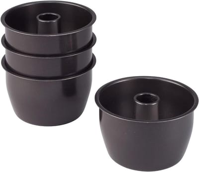 Mini Cake Pannen - Bakvormen Set - Taarten Bakken - Anti-aanbaklaag - 4 Stuks - Zwart