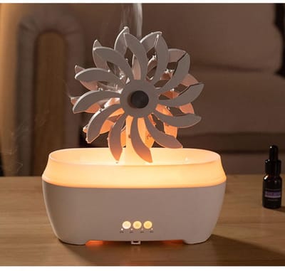 Witte Regenwiel Aromatherapie Diffuser – 7 LED Kleuren, Afstandsbediening, Timer, Voor Ontspanning