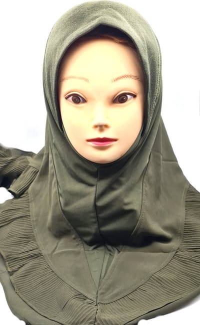 Legeregroen hoofddoek, hijab, instant hijab, instant scarf, hoofddeksels.