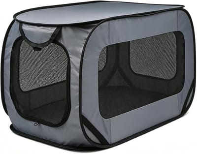 Hondenbench - Kattenkennel - Veilig Reizen - Opvouwbaar Ademend - 90x52x52cm - Zwart