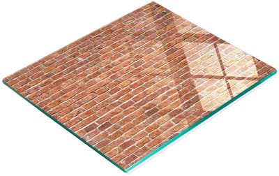 Decoratieve glazen keukensnijplank met bakstenen muurmotief, 60x52 cm