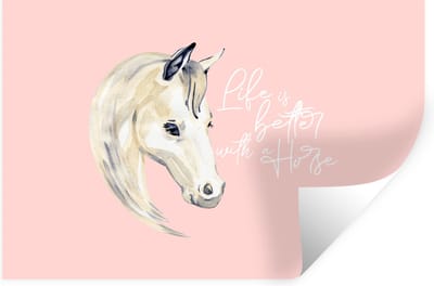 Muurstickers - Sticker Folie - Spreuken - Life is better with a horse - Quotes - Paarden - 30x20 cm - Plakfolie - Muurstickers Kinderkamer - Zelfklevend Behang - Zelfklevend behangpapier - Stickerfolie