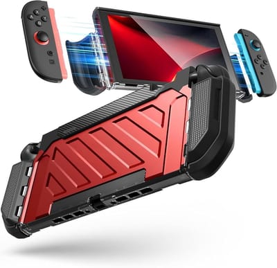 Robuuste en schokbestendige hoes voor Nintendo Switch 2 (2025) met militaire bescherming, dockbaar en in het rood