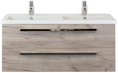 Seville Badmeubelset 120 cm - 2 Laden Craft Oak - Wastafel Djazz Dubbel