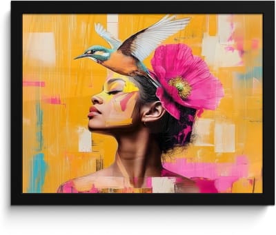 Poster in lijst - Fotolijst 40x30 cm - Posters - Vogel - Vrouw - Abstract - Bloem - Posterlijst zwart - Decoratie - Wanddecoratie woonkamer - Muurdecoratie slaapkamer