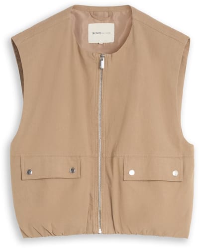 Tom Tailor Denim - Losvallend vest met zakken - Maat L - Mink Beige