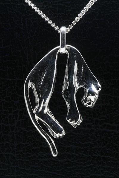 Zilveren Panter ketting hanger - groot