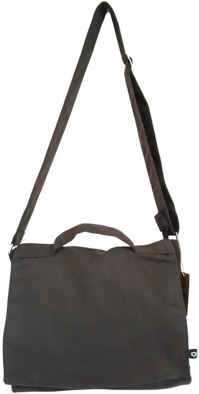 Cotton Canvas Laptop Messenger Bag - Charcoal