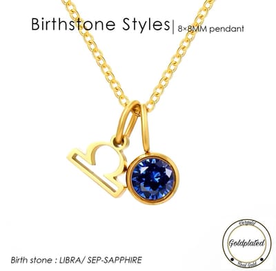 Borasi Birthstone Ketting September | Sterrenbeeld Weegschaal | Goldplated | Blauw | Dames Sieraden |