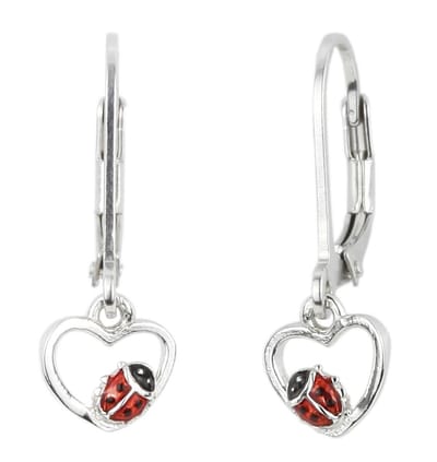 Traveller Oorbellen - Oorhangers Meisje - Lieveheersbeestje - Zilver 925 - Coccinelle - 24 x 8 mm - 545235