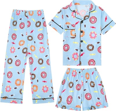Meisjes Valentijnsdag Set - 3-delige Korte Mouwen Outfit met Kleurrijke Print voor 4-12 Jaar