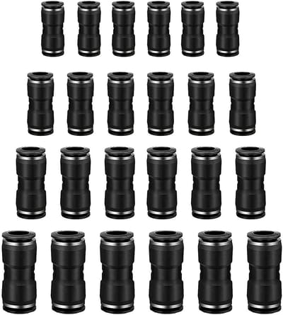 Dailygoods- Pneumatische Connectoren 40 Stuks - Rechte Snelsluitingen - Slangaansluiting 6/8/10/12 mm - Drukbestendig - Corrosiebestendig - Lange Levensduur