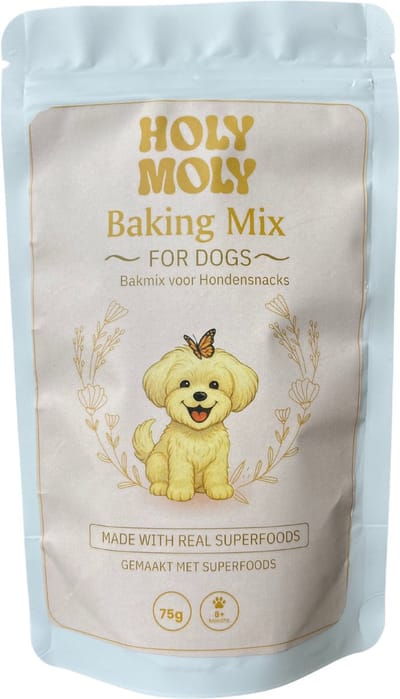 Holy Moly Bakmix voor Honden – Maak zelf gezonde hondenkoekjes, cake & pannenkoeken – Zonder suiker/zout – Leuk cadeau voor je hond