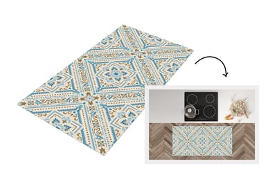 Keukenloper - Loper keuken - Perzisch Tapijt - Vloerkleed - Patronen - Blauw - 120x60 cm - Keukenloper vinyl