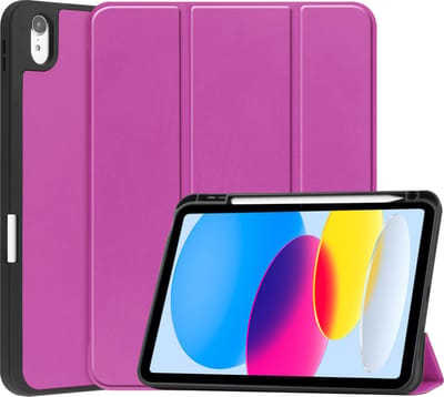 Hoesje - Geschikt voor Apple iPad A16/A18 (2022/2025/2026) - 10.9 & 11 inch (10e, 11e & 12e generatie) - Dun & Stevig - Trifold Bookcase - Hard Cover Case - Met Uitsparing Geschikt voor Apple Pencil - Hardcover Book - Tablet Hoes - Paars