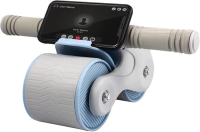 Buikspierroller - Ab roller - Core training - Automatische rebound - 37 cm breed - Blauw grijs