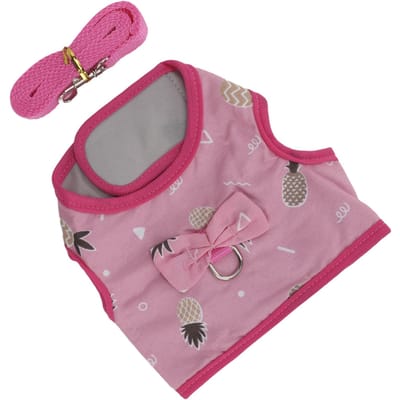 Petit Harnais Laisse pour Animal de Compagnie Mignon Respirant Réglable Veste pour Lapins Corde de Traction pour Hamster Chat Cochon d'Inde S pink