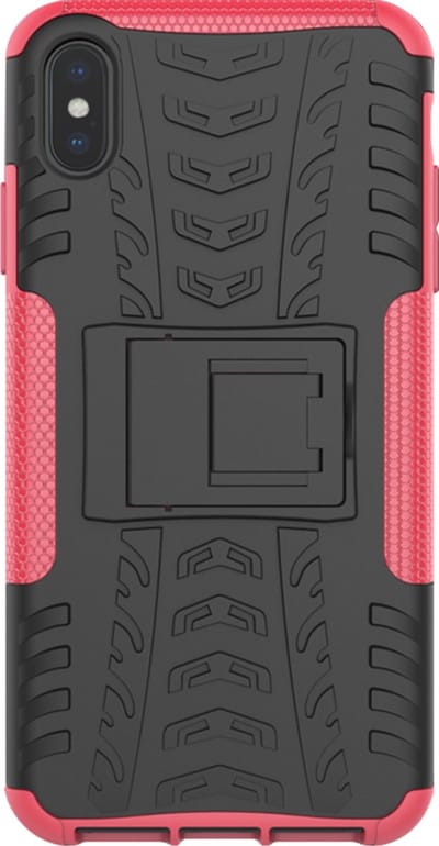 Peachy Shockproof Bandenprofiel hoesje TPU geschikt voor iPhone XS Max case - Zwart Roze Bescherming