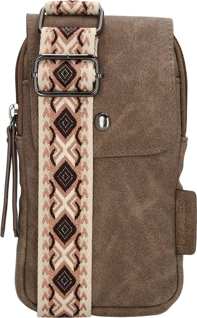 Beagles Malaga Crossbody Telefoontasje met Trendy Schouderband - Donkertaupe
