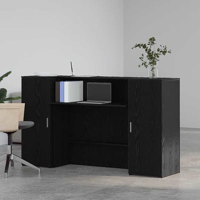 vidaXL - Receptiebalie - zwart - eiken - 180x50x103,5 - cm - bewerkt - hout