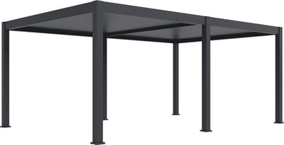 Orion Premium elektrische overkapping met LED - 400 x 600 cm - antraciet - Elektrisch lamellen dak en Luxe uitstraling - Volledig Aluminium terrasoverkapping met LED verlichting - Perfect te gebruiken als Tuinprieel / Carport / Veranda / Pergola