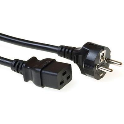 ACT Netsnoer Schuko CEE 7/7 male (recht) - C19 IEC 60320 zwart 1,5 m AK5411