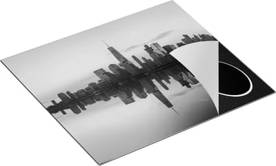 Chefcare Inductie Beschermer New York Skyline bij Zonsopgang - Zwart Wit - 60x50 cm - Afdekplaat Inductie - Kookplaat Beschermer - Inductie Mat