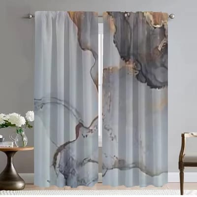 Verduisterend Gordijn voor Kamer 2 Panel Zwart Goud Marmer Gordijnen Kinderkamer Huis Interieur Gordijnen Shades Tule voor Slaapkamer Woonkamer W50xH70cmx2pcs-CL gray