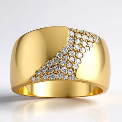 Cavill - Pave Diamanten Ring - 925 Sterling Zilver Verguld - 44x I1 (G) Afrikaanse Diamanten - 0,299 Ct - Luxe Elegante Damesring