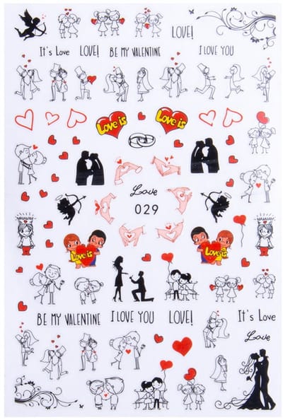 Allepaznokcie - Valentijnsdag Nagelstickers - Dun, Zelfklevend - Nr 029