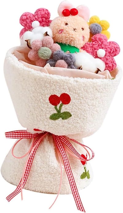 Pluche Boeket Speelgoed - Knuffel Boeket - Cadeau Geven - Met LED Lichtjes - 35 cm - Roze