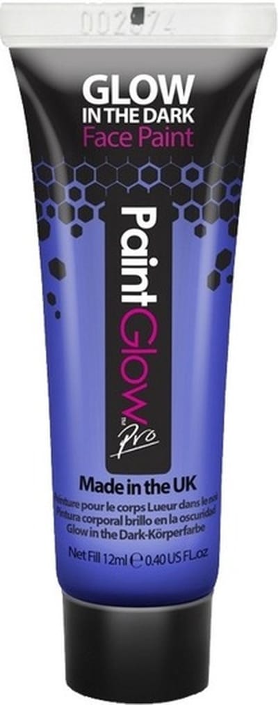 PaintGlow Face/Body paint - neon blue/glow in the dark - 10 ml - schmink/make-up - waterbasis