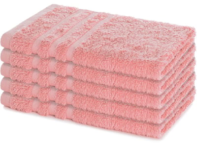Lavea® Set van 5 Handdoeken 30×50 cm – 100% Katoen – Zacht & Absorberend – Gastendoekje – Voor Badkamer, Hotel & Spa - Premium Absorptie & Duurzaam – Pastelroze