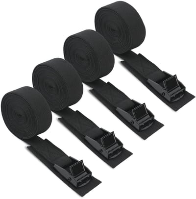 Dailygoods - 4 Stuks Zwarte Spanbanden met Snelsluiting en 250 kg Draagkracht