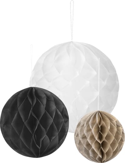 Boland - Set 3 papieren decoratieballen Party Time - Glitter & Glamour - Glamour - NYE - Oudjaarsavond - Verjaardag