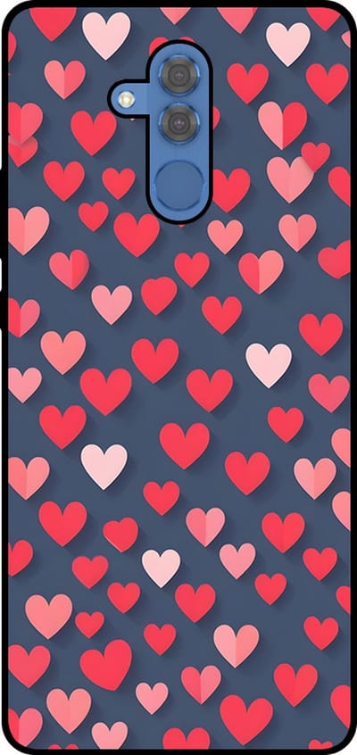 Smartphonica Telefoonhoesje Geschikt voor Huawei Mate 20 Lite met Roze en Rode Hartjes Opdruk - TPU Backcover Case With Rosé and Red Heart Design geschikt voor Huawei Mate 20 Lite
