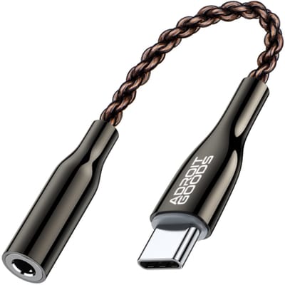 AdroitGoods USB-C naar 3.5mm audio-adapter – HiFi DAC 32bit/384kHz – Usb-C naar jack - Premium gunmetal/zwart