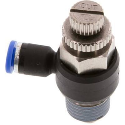 L-stuk Regelventiel 4 mm - R1/4'' Regeling-Uit Messing/Nylon