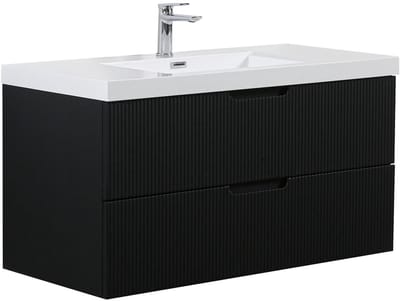 Badplaats Badkamermeubel Set Thermis 100 cm – Mat Zwart – Badmeubel met Wastafel
