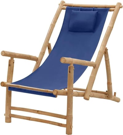 Bamboe Ligstoel - Tuinstoel Vaste Stoel - Ontspannen Buiten - Verstelbare Rugleuning - 60 x 90 x 106 cm - Donkerblauw