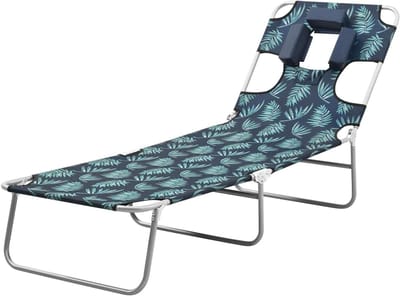 Lounge Stoel - Tuinbed Ligbed - Ontspannen Buiten - Verstelbare Rugleuning - 120 kg - Groen